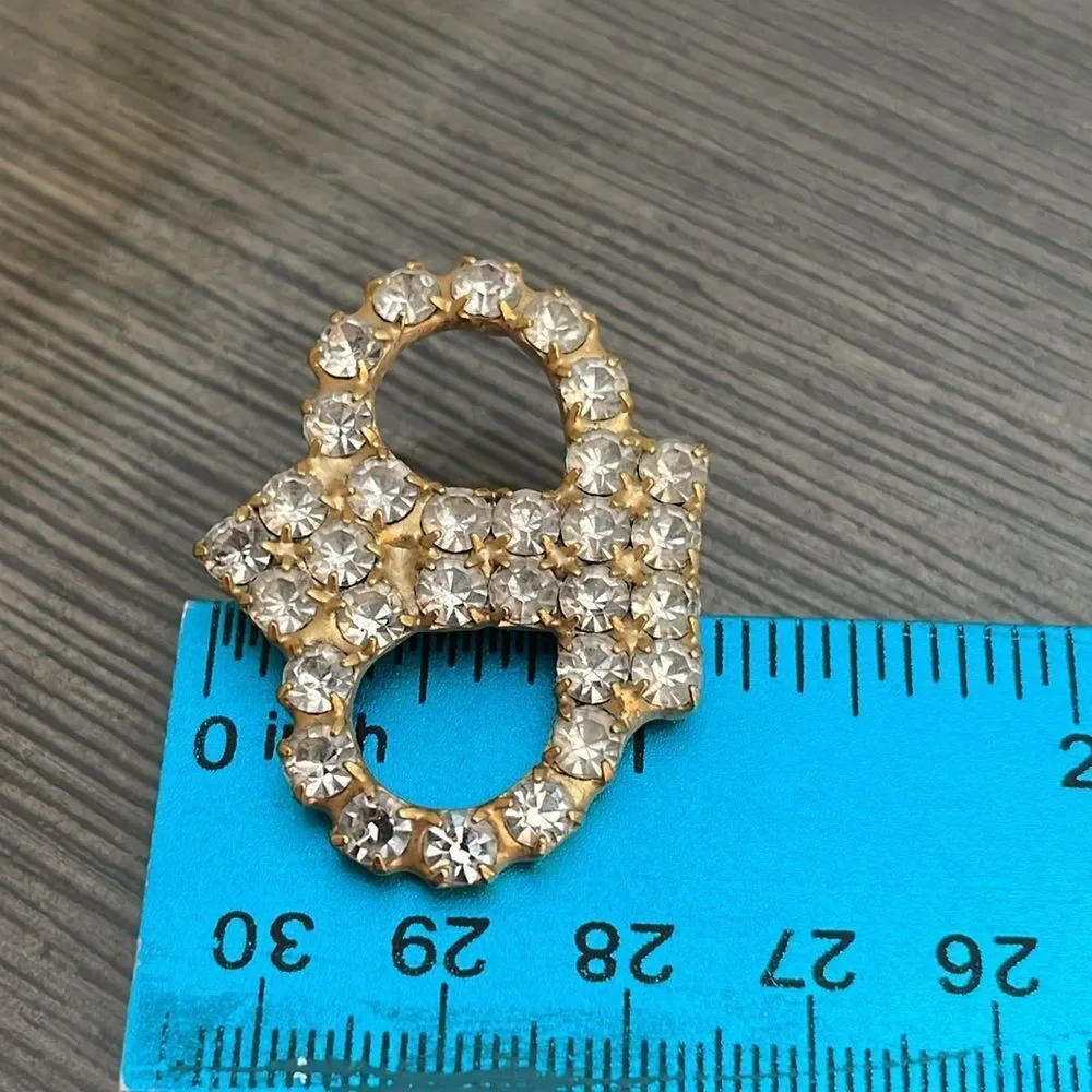 Vintage Gold-tone Crown Brooch with Rhinestones